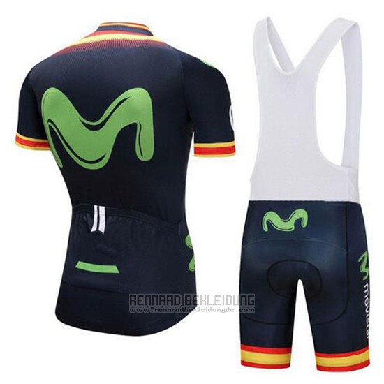 2018 Fahrradbekleidung Movistar Champion Spanien Trikot Kurzarm und Tragerhose - zum Schließen ins Bild klicken